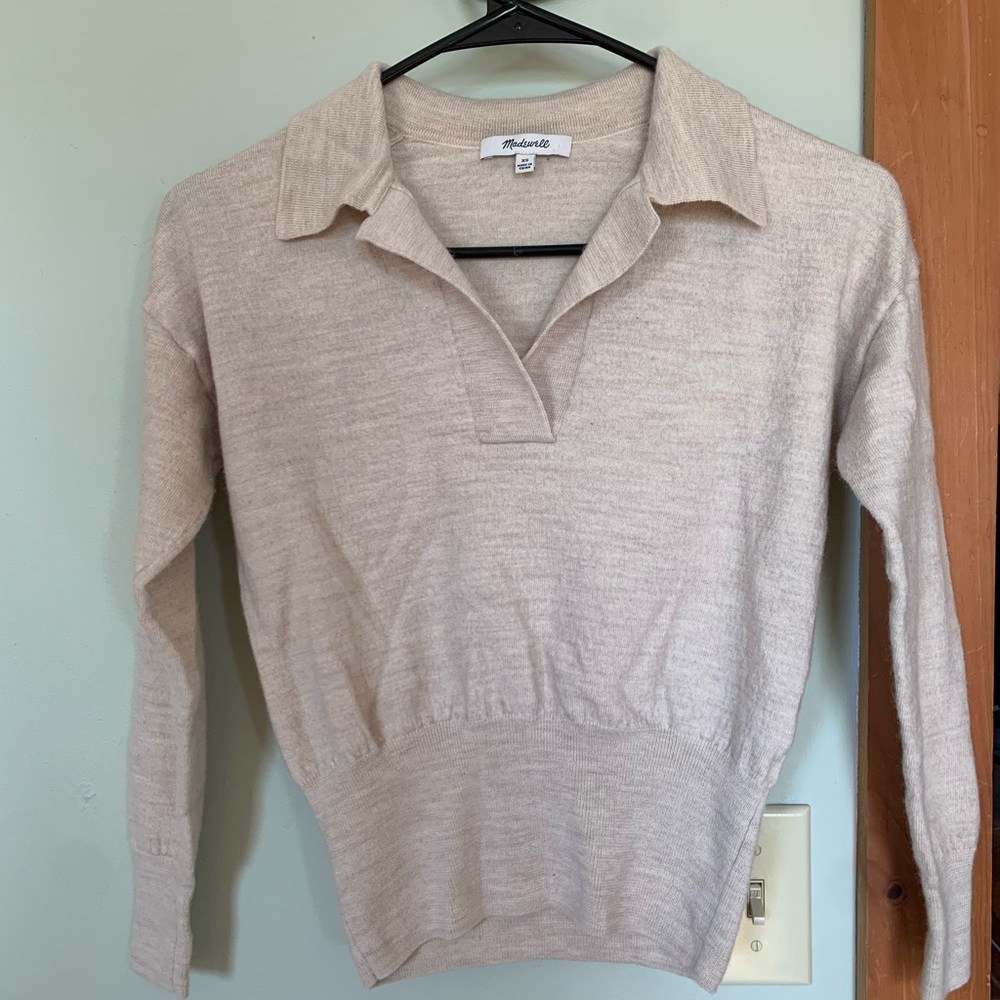Madewell cream polo long sleeve, NWOT